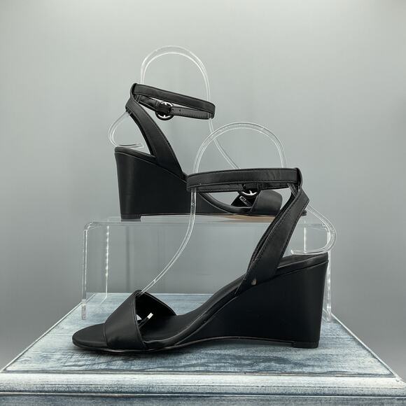 NEW Nordstrom Rack Women’s Carrie Wedge Sandals Black Size 5M - Picture 1 of 10